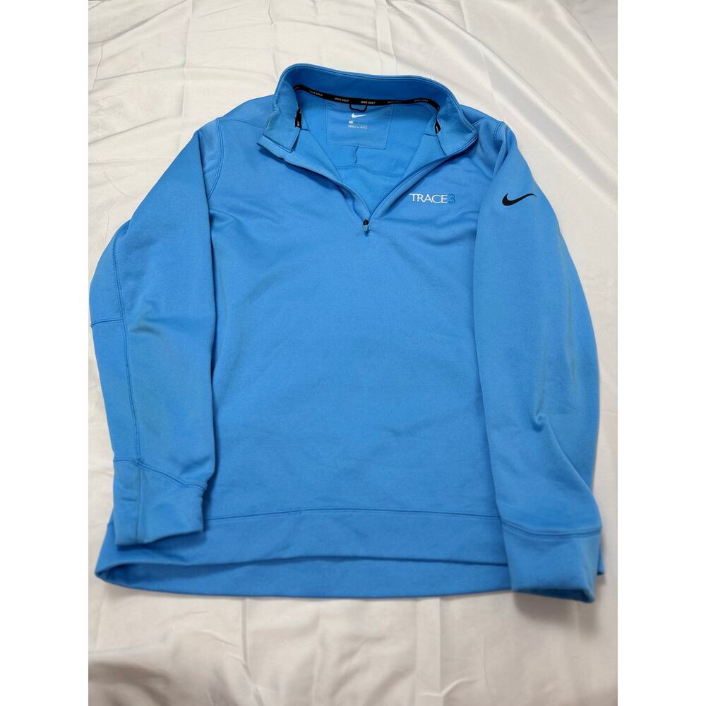 Nike Golf Dri-Fit 1/4 Zip Pullover Blue TRACE3 Logo Athletic Sweatshirt Mens L